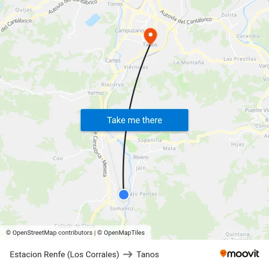 Estacion Renfe (Los Corrales) to Tanos map
