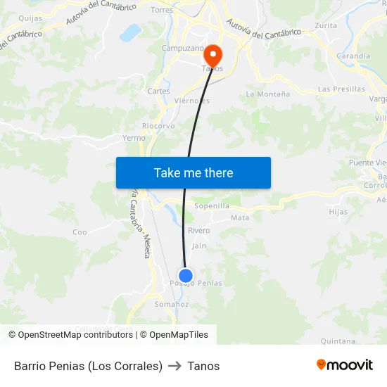Barrio Penias (Los Corrales) to Tanos map