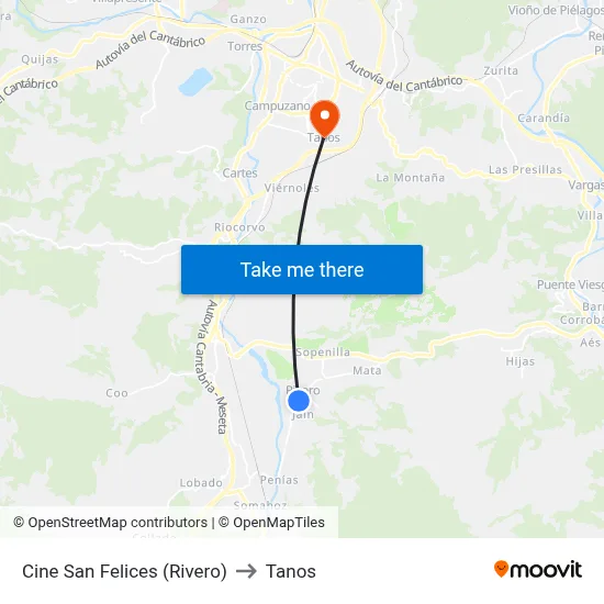 Cine San Felices (Rivero) to Tanos map