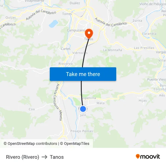 Rivero (Rivero) to Tanos map