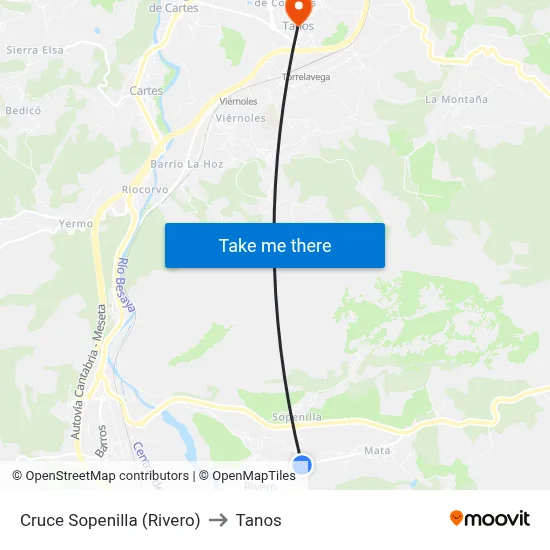 Cruce Sopenilla (Rivero) to Tanos map