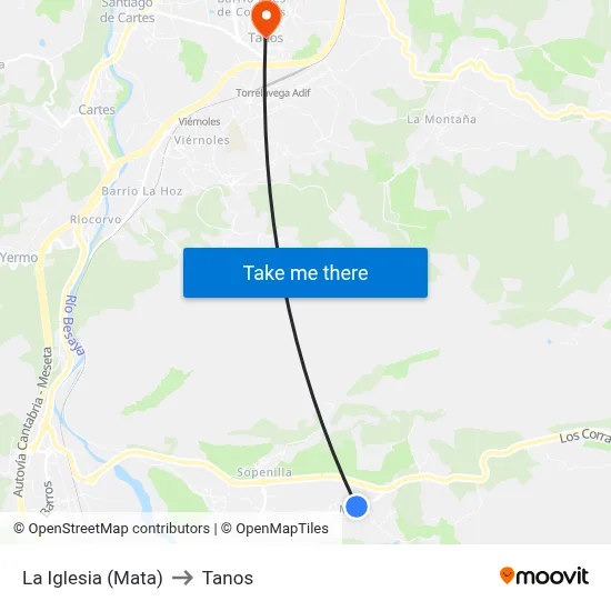 La Iglesia (Mata) to Tanos map