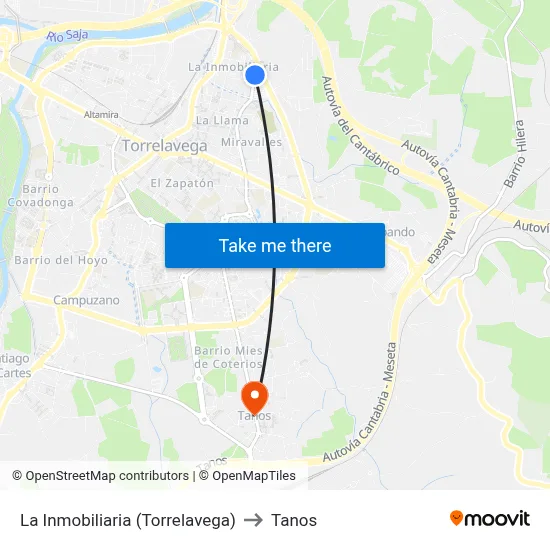 La Inmobiliaria (Torrelavega) to Tanos map