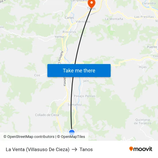 La Venta (Villasuso De Cieza) to Tanos map