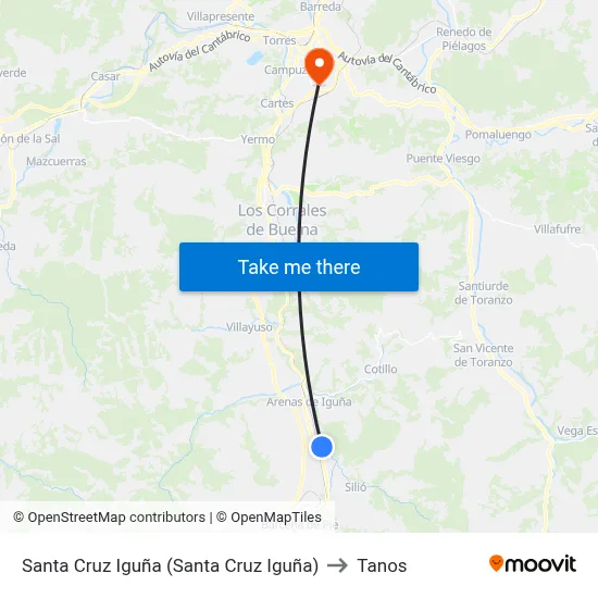 Santa Cruz Iguña (Santa Cruz Iguña) to Tanos map