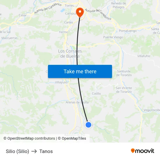 Silio (Silio) to Tanos map