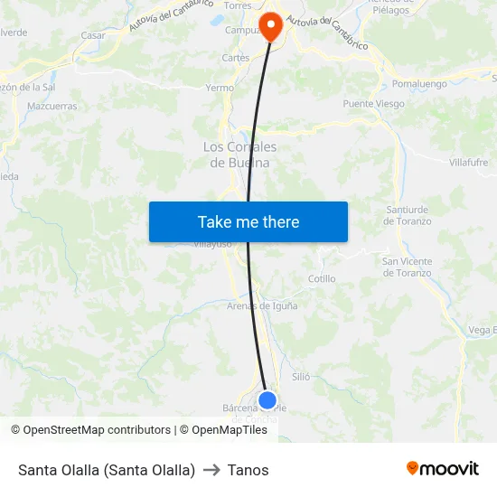 Santa Olalla (Santa Olalla) to Tanos map