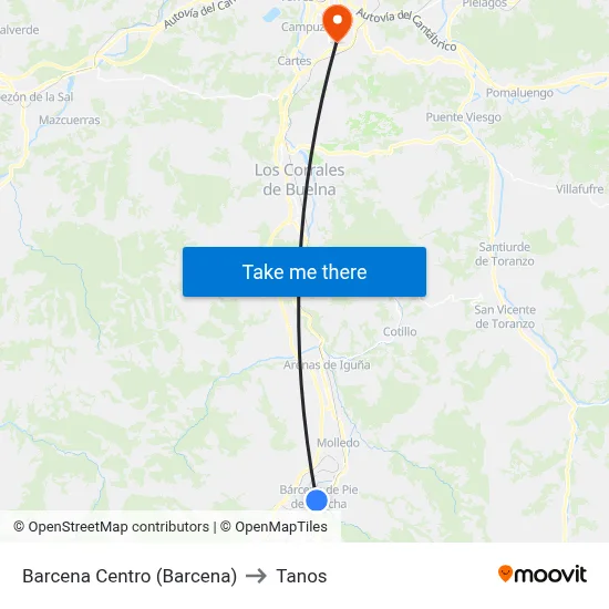 Barcena Centro (Barcena) to Tanos map