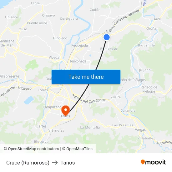 Cruce (Rumoroso) to Tanos map