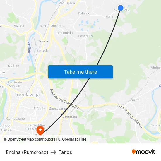 Encina (Rumoroso) to Tanos map