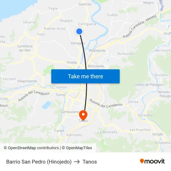 Barrio San Pedro (Hinojedo) to Tanos map