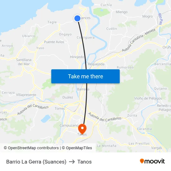 Barrio La Gerra (Suances) to Tanos map