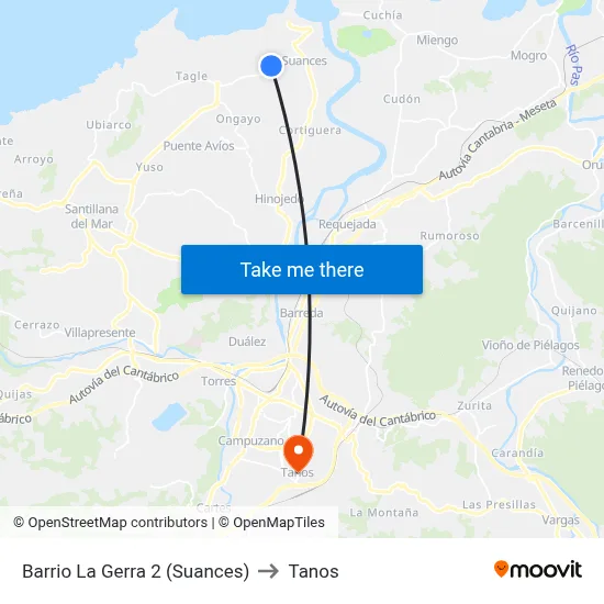 Barrio La Gerra 2 (Suances) to Tanos map