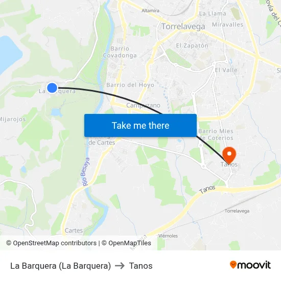 La Barquera (La Barquera) to Tanos map