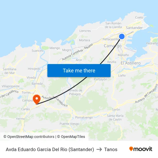 Avda Eduardo Garcia Del Rio (Santander) to Tanos map