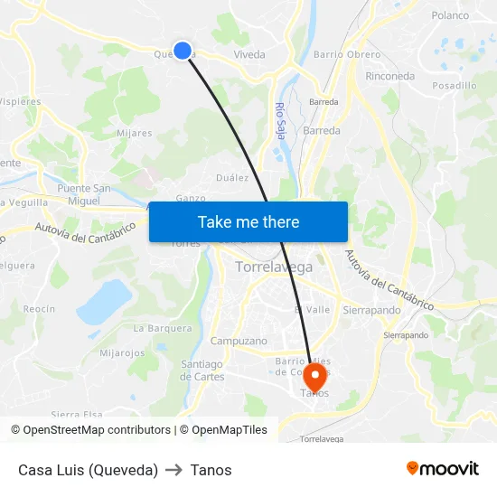 Casa Luis (Queveda) to Tanos map