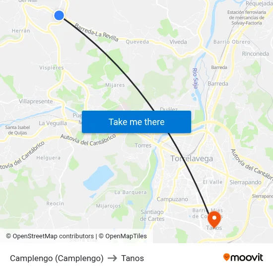 Camplengo (Camplengo) to Tanos map