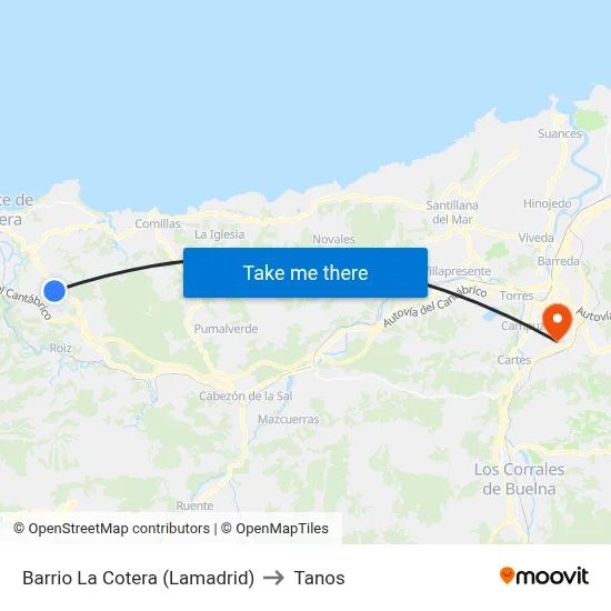Barrio La Cotera (Lamadrid) to Tanos map