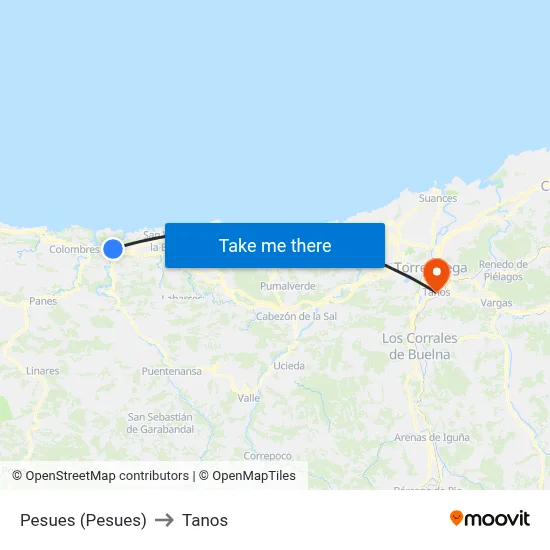 Pesues (Pesues) to Tanos map