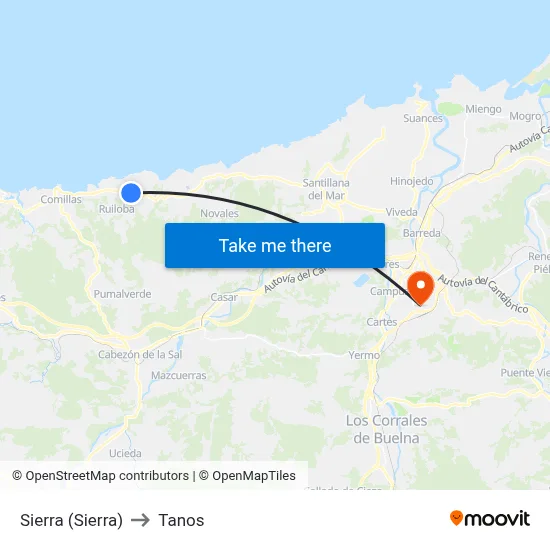 Sierra (Sierra) to Tanos map