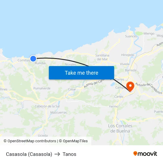 Casasola (Casasola) to Tanos map