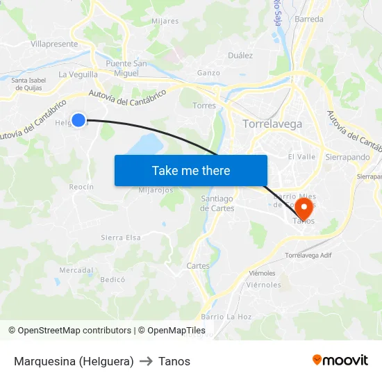 Marquesina (Helguera) to Tanos map
