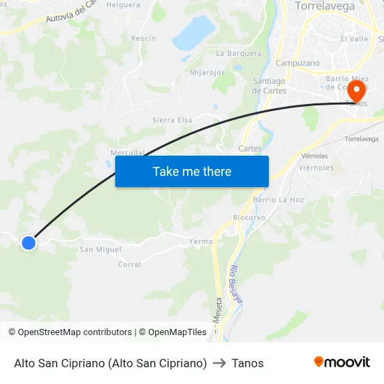 Alto San Cipriano (Alto San Cipriano) to Tanos map