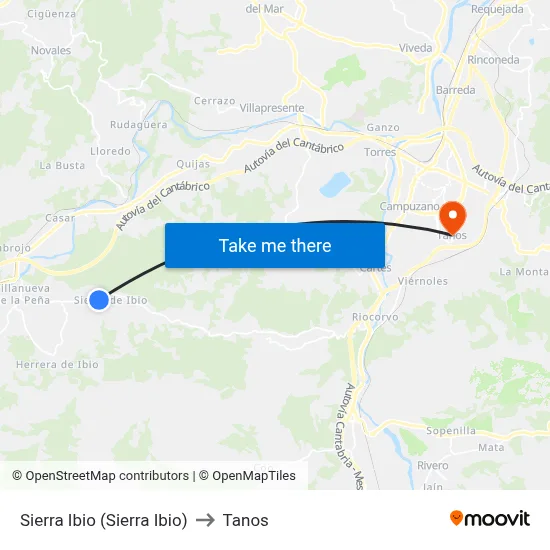 Sierra Ibio (Sierra Ibio) to Tanos map