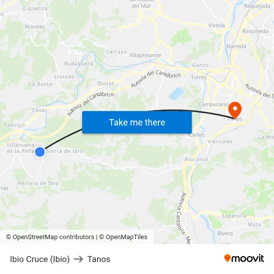 Ibio Cruce (Ibio) to Tanos map