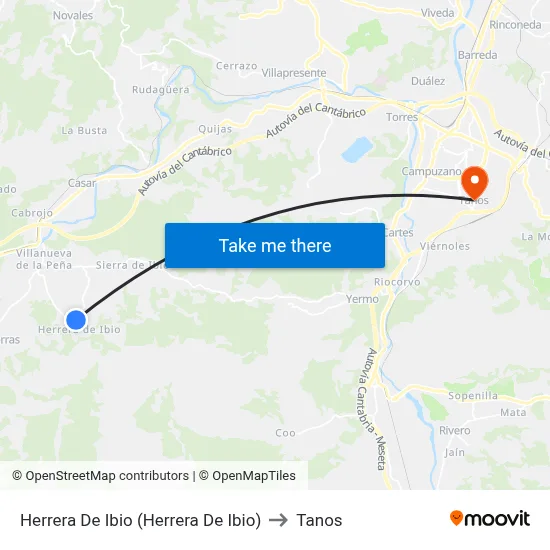 Herrera De Ibio (Herrera De Ibio) to Tanos map