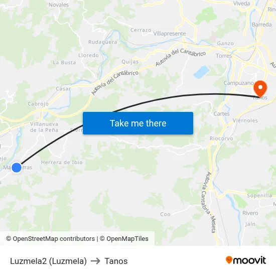 Luzmela2 (Luzmela) to Tanos map