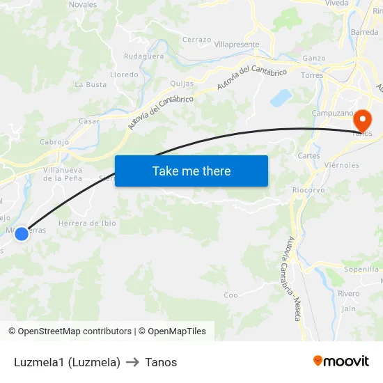 Luzmela1 (Luzmela) to Tanos map