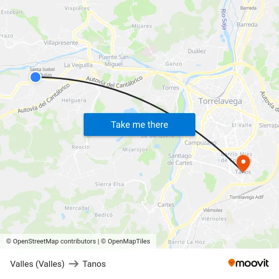 Valles (Valles) to Tanos map