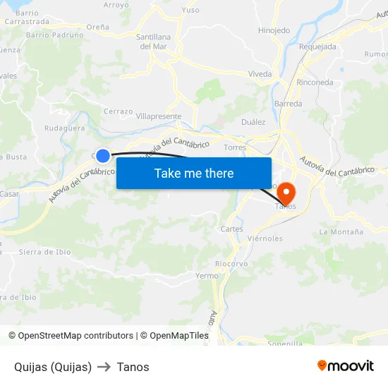 Quijas (Quijas) to Tanos map