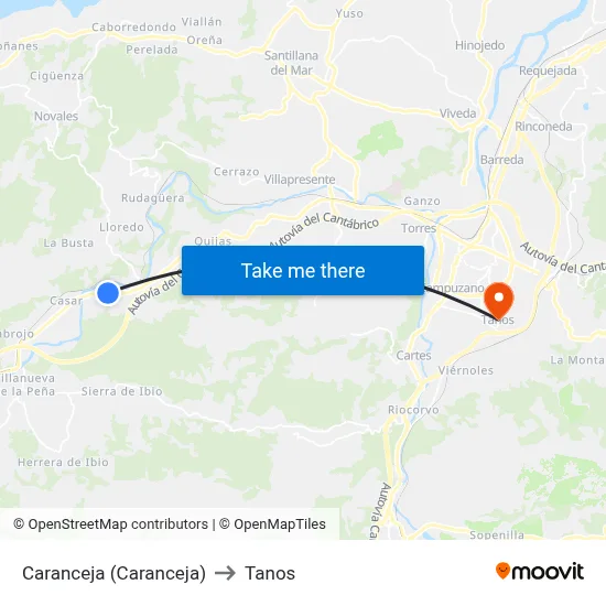 Caranceja (Caranceja) to Tanos map