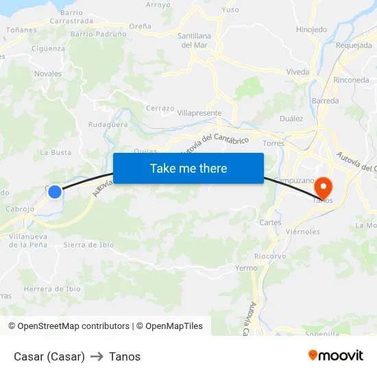 Casar (Casar) to Tanos map
