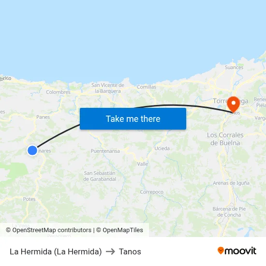 La Hermida (La Hermida) to Tanos map