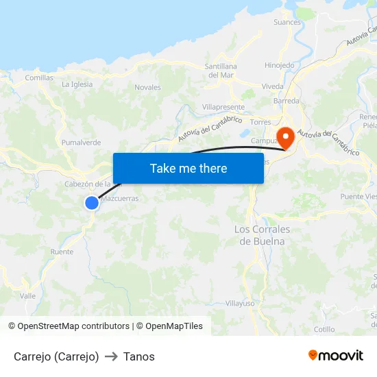 Carrejo (Carrejo) to Tanos map