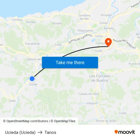 Ucieda (Ucieda) to Tanos map