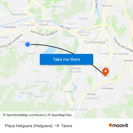 Plaza Helguera (Helguera) to Tanos map