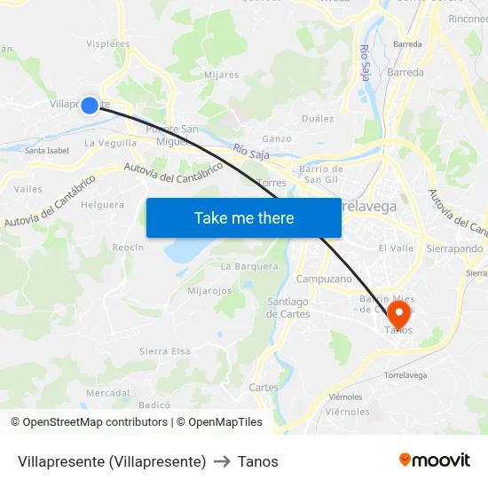 Villapresente (Villapresente) to Tanos map