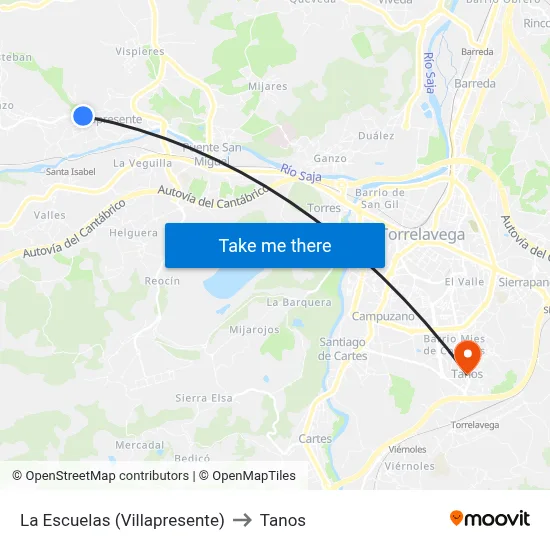 La Escuelas (Villapresente) to Tanos map