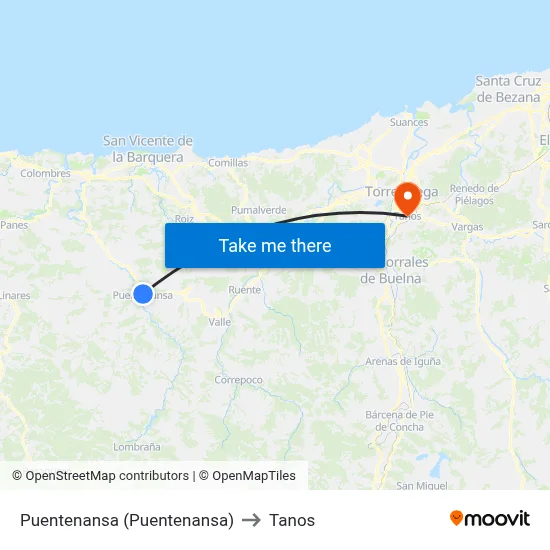 Puentenansa (Puentenansa) to Tanos map
