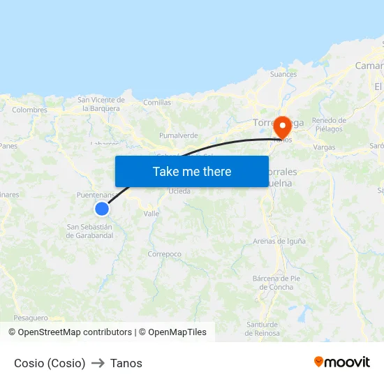 Cosio (Cosio) to Tanos map
