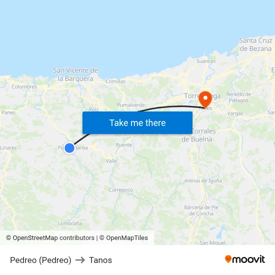 Pedreo (Pedreo) to Tanos map