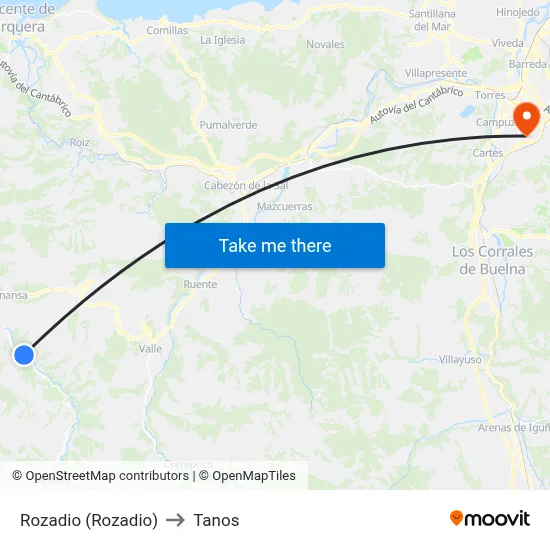 Rozadio (Rozadio) to Tanos map