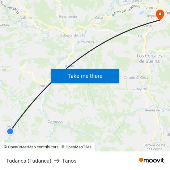 Tudanca (Tudanca) to Tanos map
