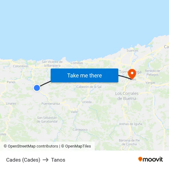 Cades (Cades) to Tanos map