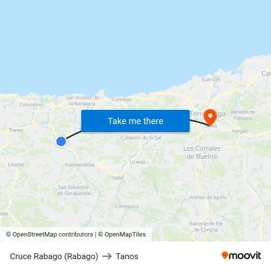 Cruce Rabago (Rabago) to Tanos map