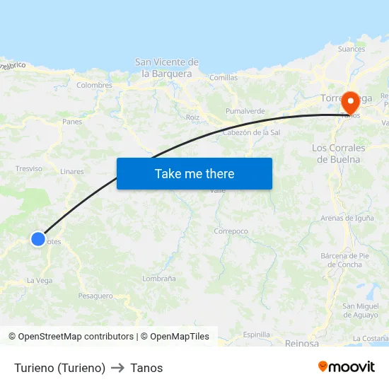 Turieno (Turieno) to Tanos map
